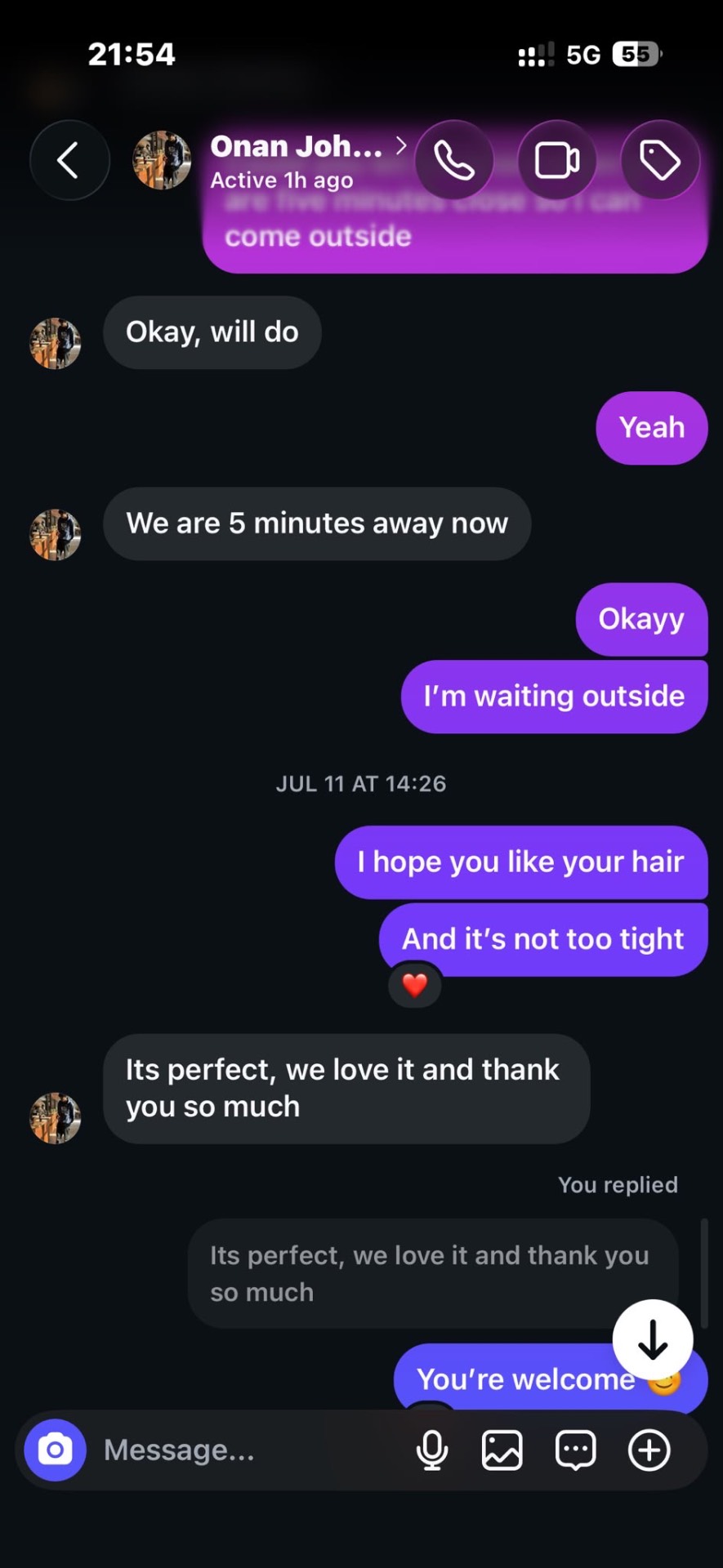 Client says the hair is perfect and thanks Rolly